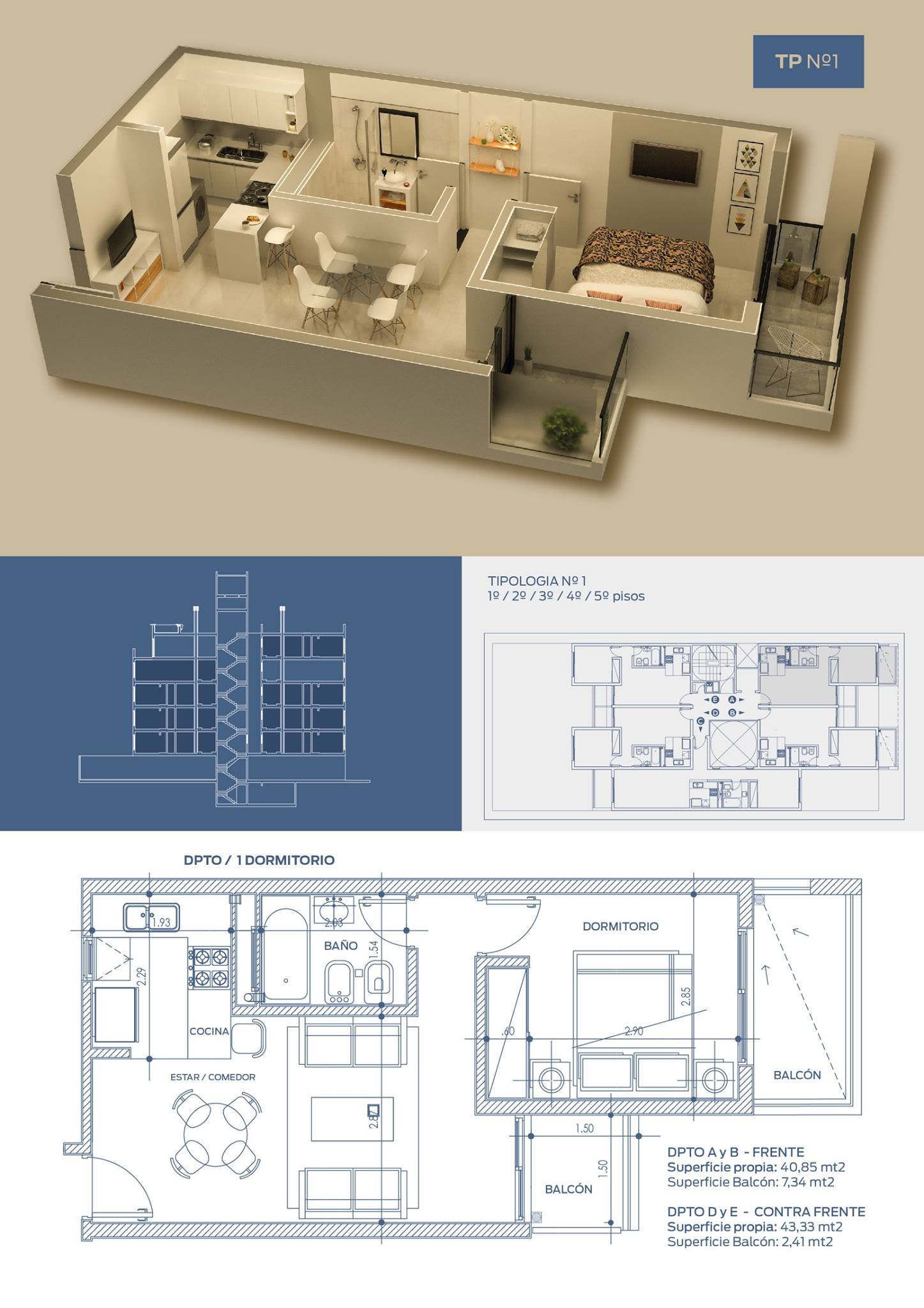 Tipología 1 — 1 Dormitorio