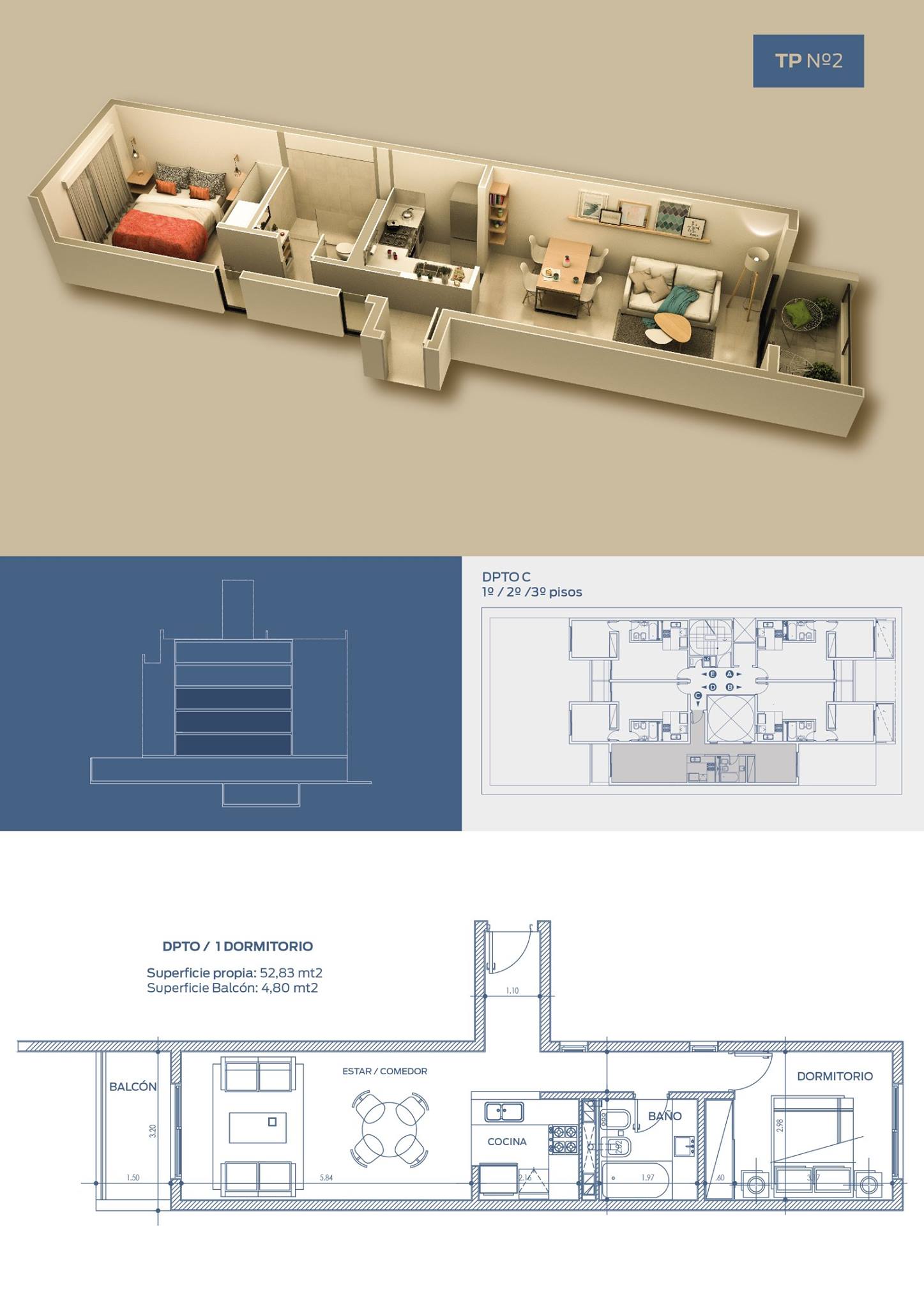 Tipología 2 — 1 Dormitorio