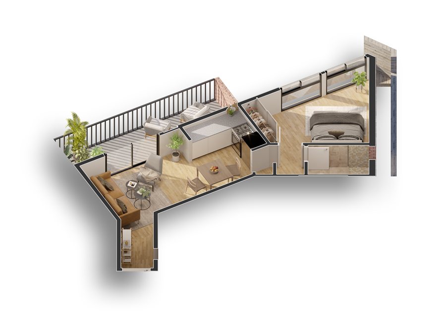Plano Departamento C — 2 Dormitorios